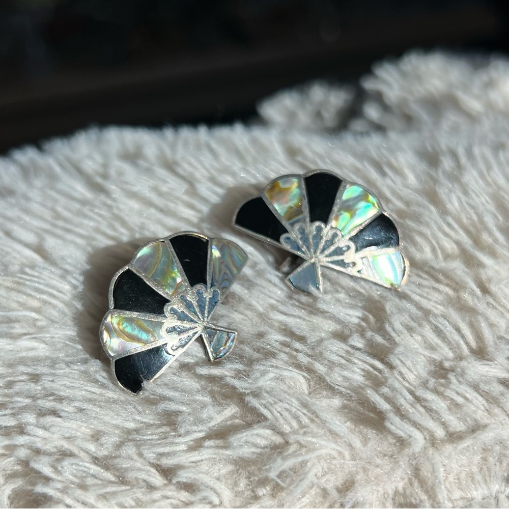 Vtg Sterling Silver Taxco Screwback Earrings